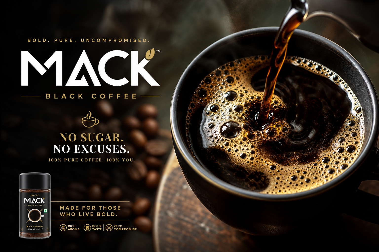 Pro plan — Mack black coffee post at pure 2K with maximum detail